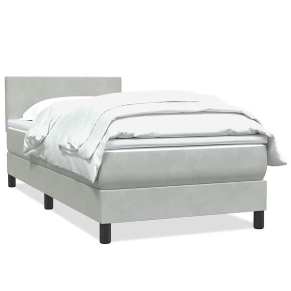 Ramsäng med madrass ljusgrå 80x210 cm sammet