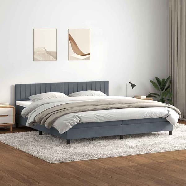 Ramsäng med madrass mörkgrå 200x210 cm sammet