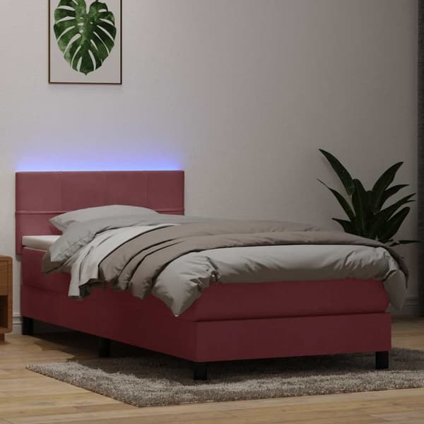 Ramsäng med madrass rosa 80x220 cm sammet