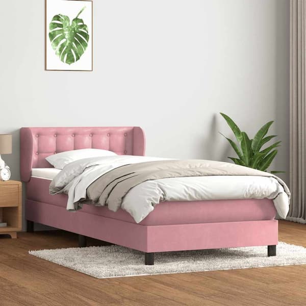 Ramsäng med madrass rosa 100x220 cm sammet