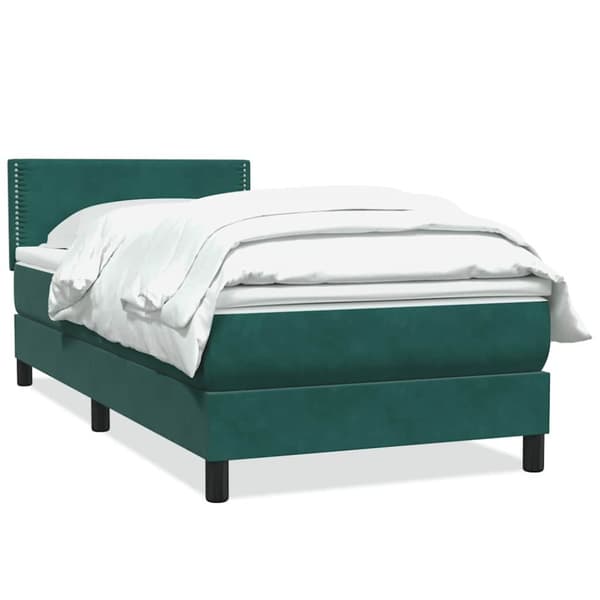 Ramsäng med madrass mörkgrön 100x210 cm sammet