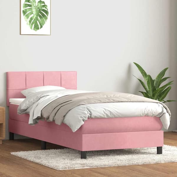 Ramsäng med madrass rosa 100x210 cm sammet