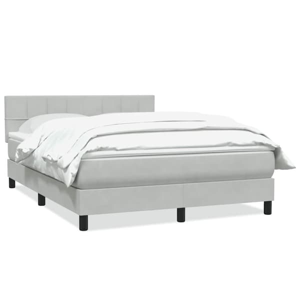 Ramsäng med madrass ljusgrå 140x210 cm sammet