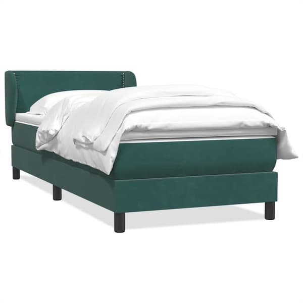 Ramsäng med madrass mörkgrön 90x220 cm sammet