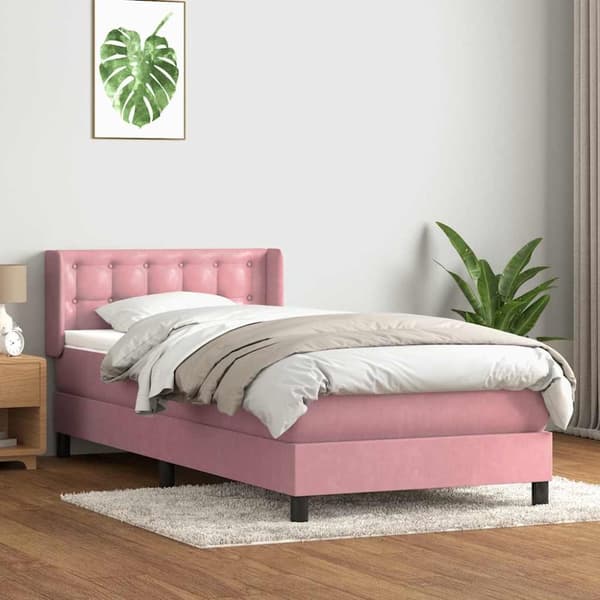 Ramsäng med madrass rosa 100x210 cm sammet