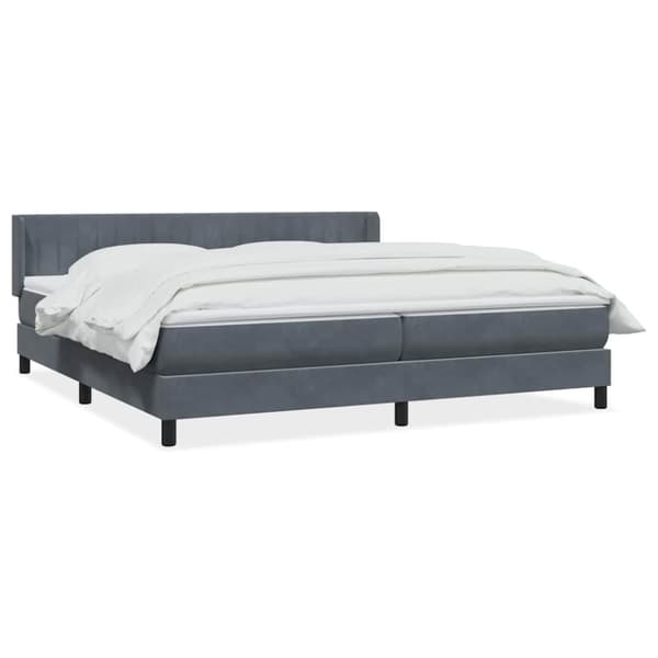 Ramsäng med madrass mörkgrå 200x210 cm sammet