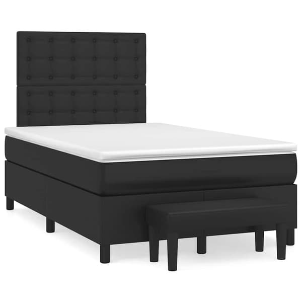 Ramsäng med madrass svart 120x190 cm konstläder