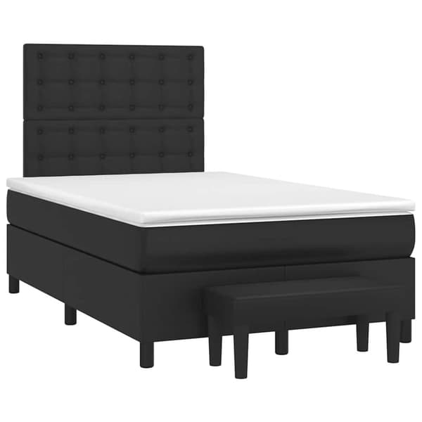 Ramsäng med madrass svart 120x190 cm konstläder