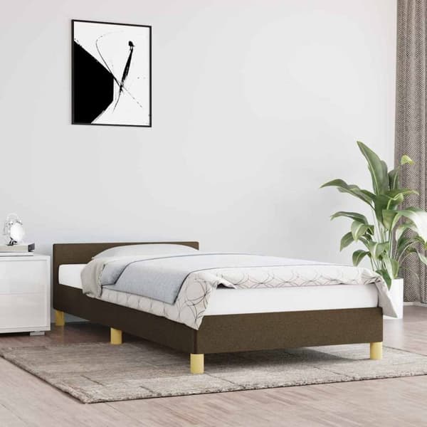 Sängram utan madrass mörkbrun 90x190 cm tyg