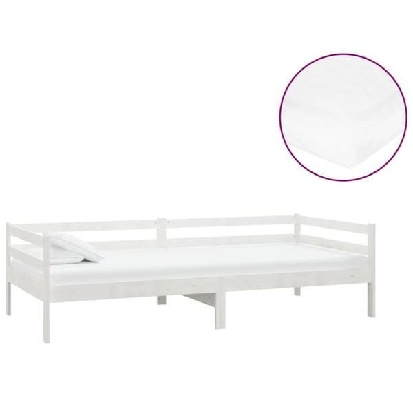 Dagbädd med madrass 90x200 cm vit massiv furu