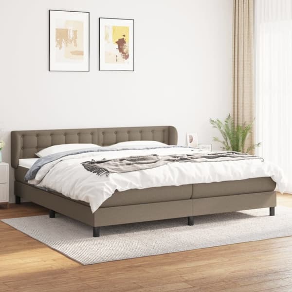 Ramsäng med madrass taupe 200x200 cm tyg