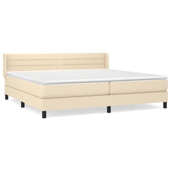 Ramsäng med madrass gräddvit 200x200 cm tyg