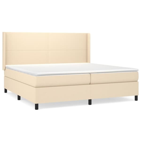 Ramsäng med madrass gräddvit 200x200 cm tyg