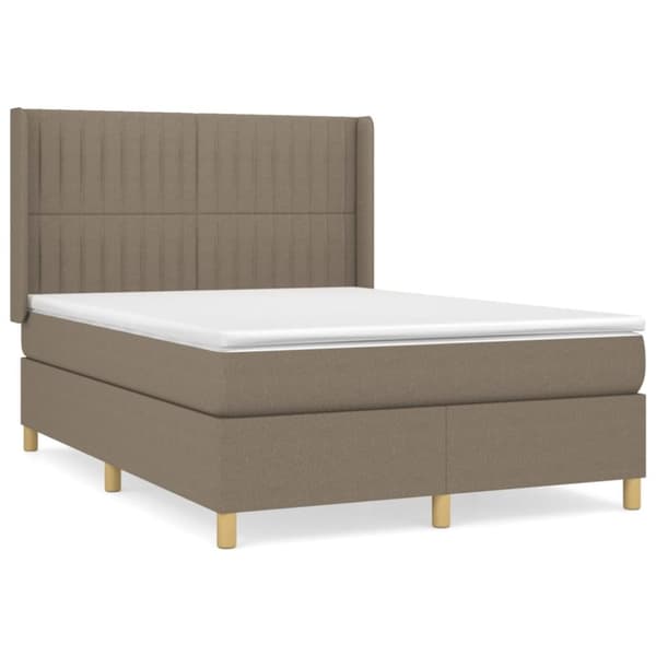 Ramsäng med madrass taupe 140x190 cm tyg