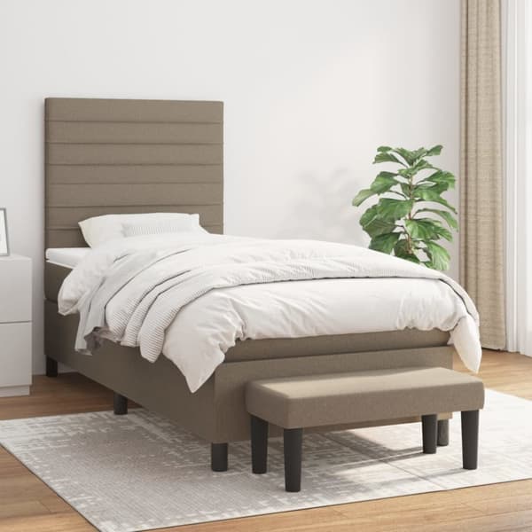 Ramsäng med madrass taupe 100x200 cm tyg