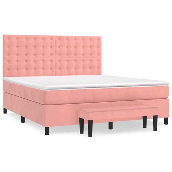 Ramsäng med madrass rosa 180x200 cm sammet