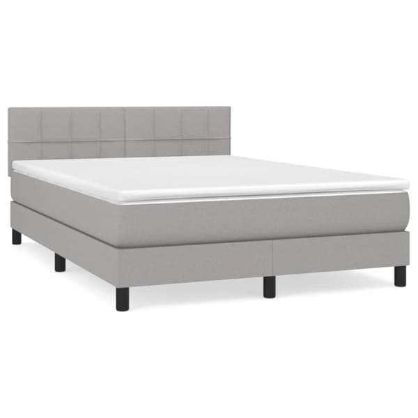 Ramsäng med madrass ljusgrå 140x190 cm tyg