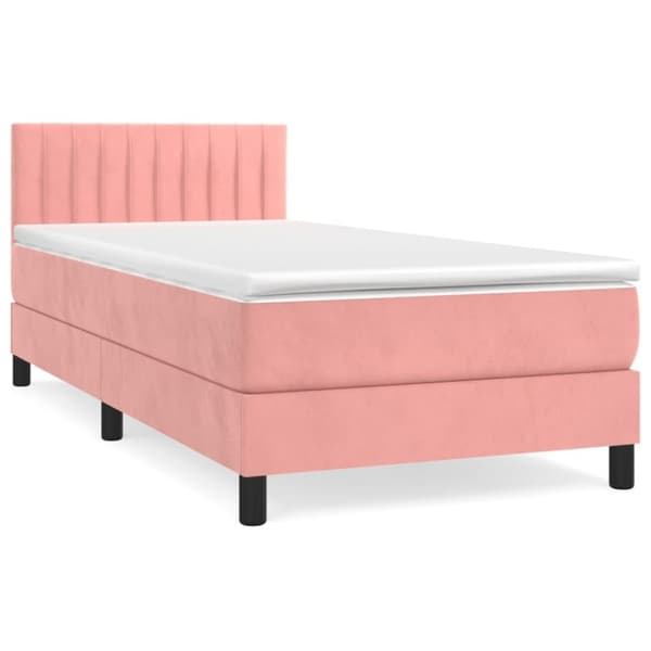 Ramsäng med madrass rosa 80x200 cm sammet