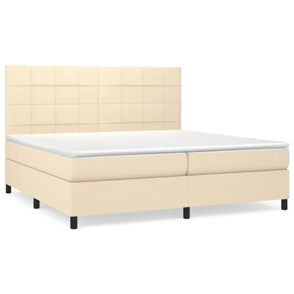 Ramsäng med madrass gräddvit 200x200 cm tyg
