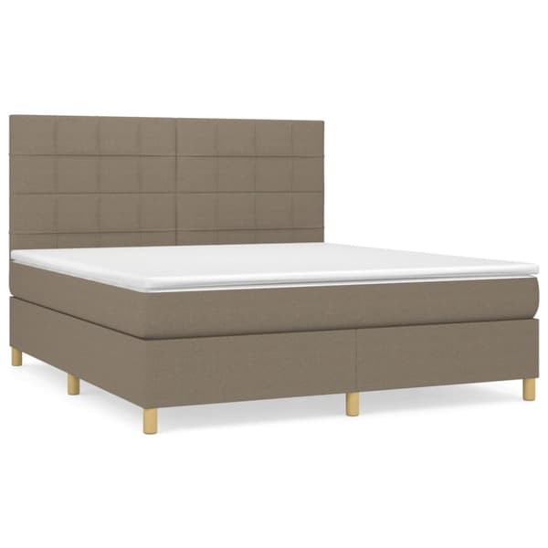 Ramsäng med madrass taupe 180x200 cm tyg