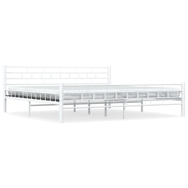 Sängram utan madrass vit metall 200x200 cm