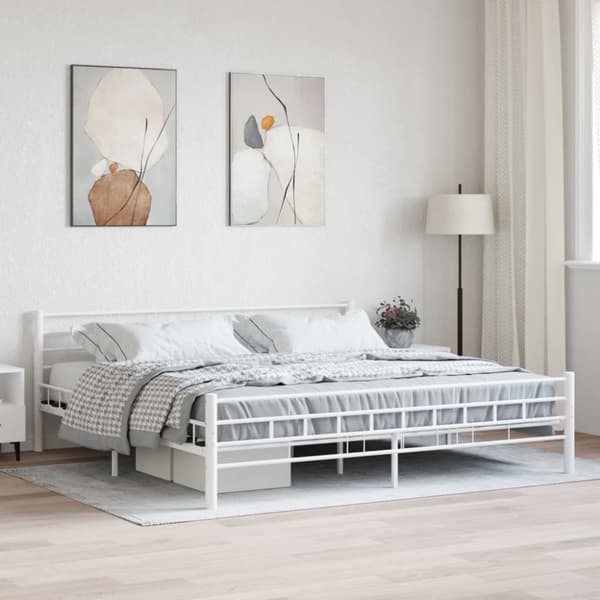 Sängram utan madrass vit metall 200x200 cm