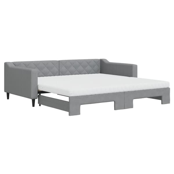 Dagbädd med extrabädd och madrasser ljusgrå 100x200 cm tyg