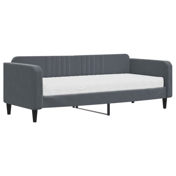 Dagbädd med madrass mörkgrå 90x200 cm sammet