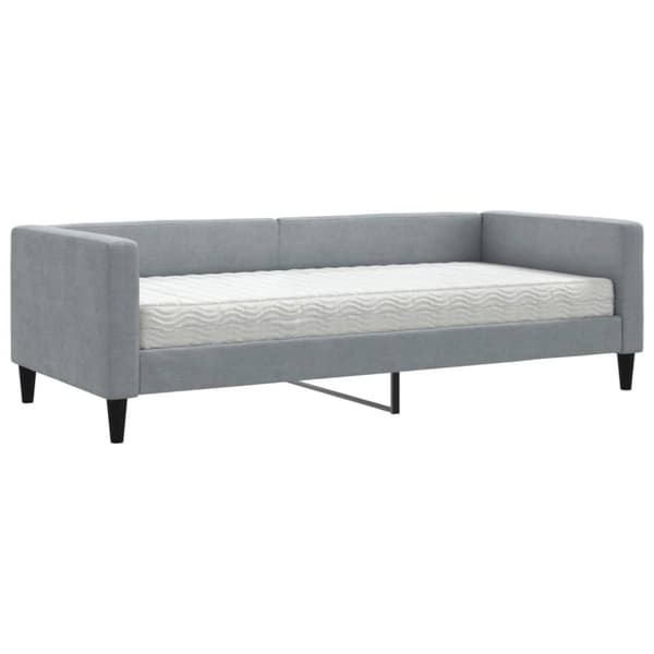 Dagbädd med madrass ljusgrå 90x200 cm tyg
