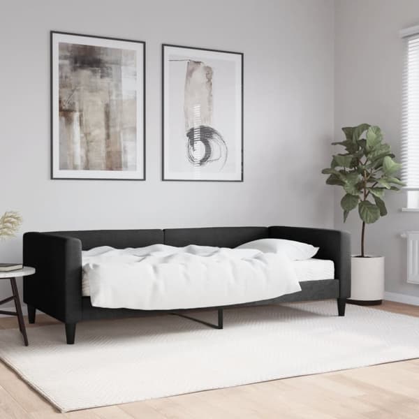 Dagbädd med madrass svart 90x200 cm tyg