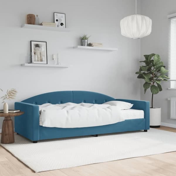 Dagbädd med madrass blå 90x200 cm sammet