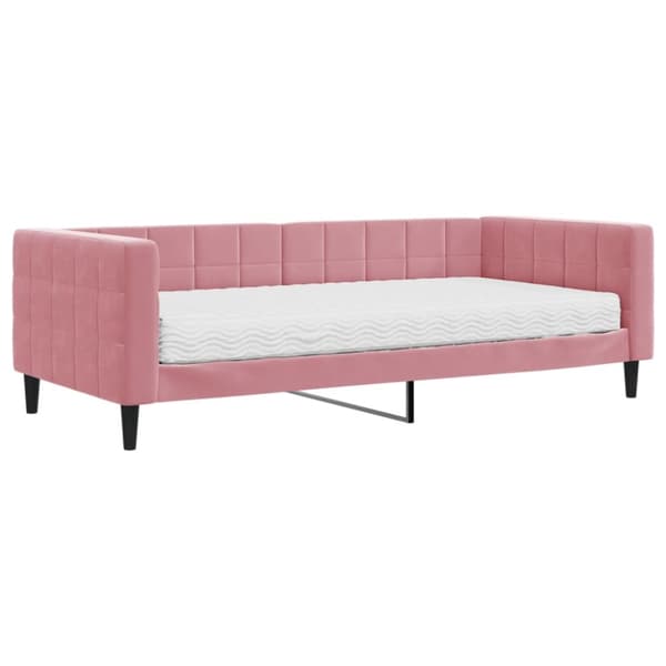 Dagbädd med madrass rosa 90x200 cm sammet