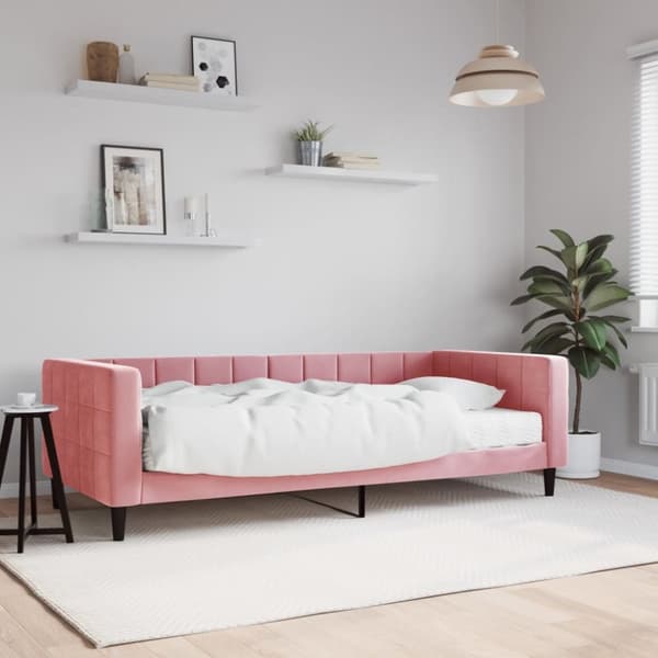 Dagbädd med madrass rosa 90x200 cm sammet
