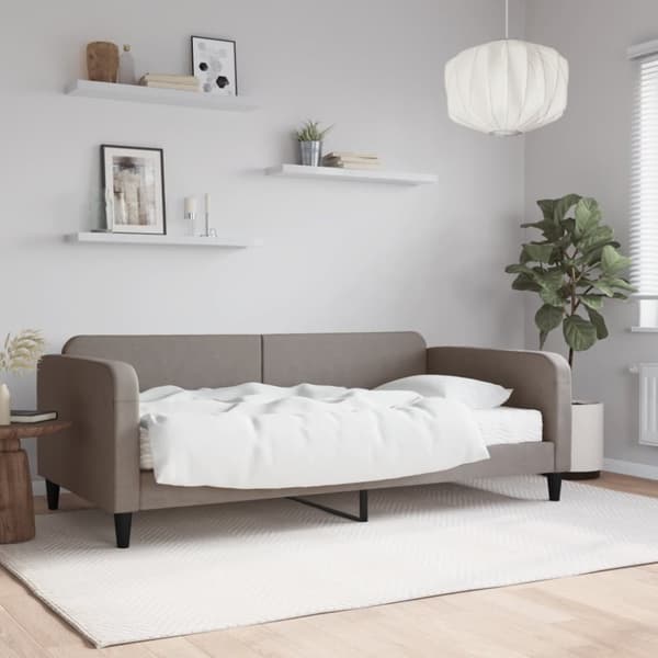 Dagbädd med madrass taupe 100x200 cm tyg