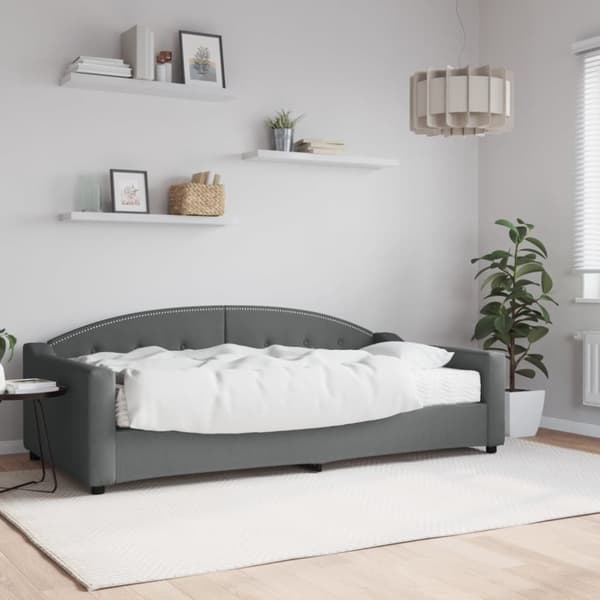 Dagbädd med madrass mörkgrå 100x200 cm tyg