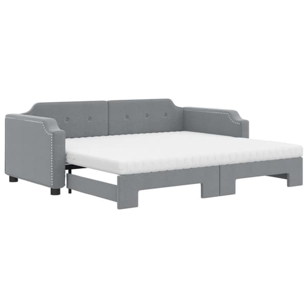 Dagbädd med extrabädd och madrasser ljusgrå 100x200 cm tyg