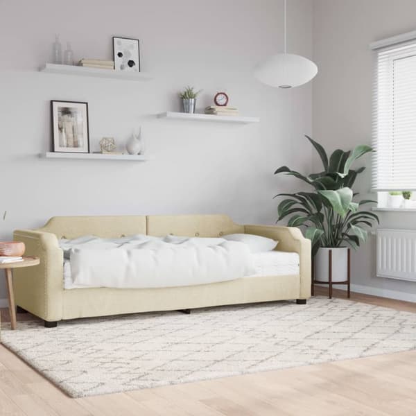 Dagbädd med madrass beige 80x200 cm tyg