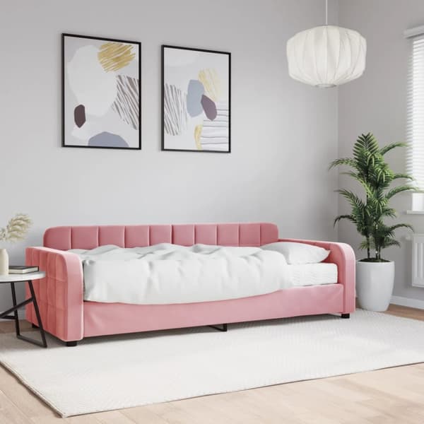 Dagbädd med madrass rosa 80x200 cm sammet