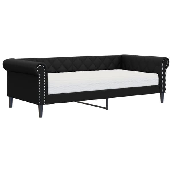 Dagbädd med madrass svart 90x200 cm konstläder