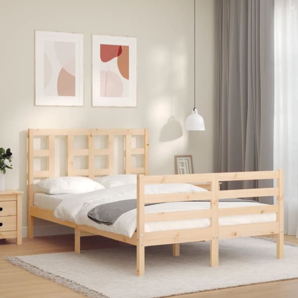 Sängram med huvudgavel 120x200 cm massivt trä