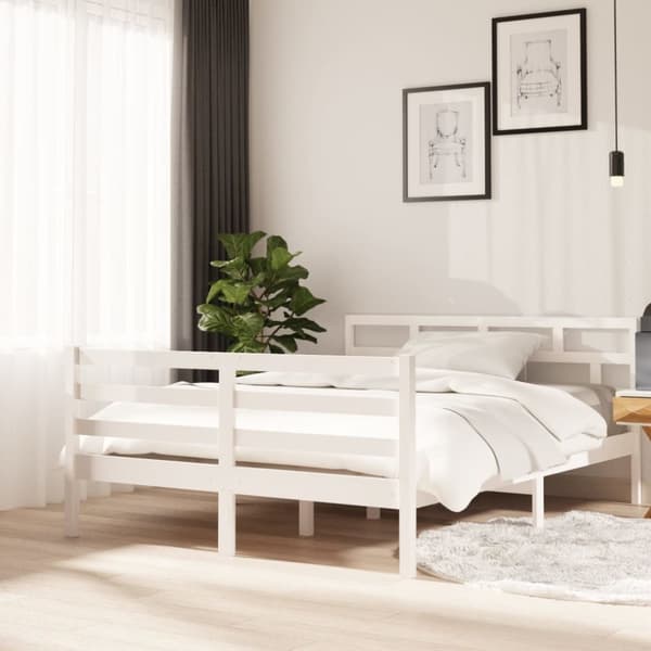 Sängram vit massiv furu 140x190 cm