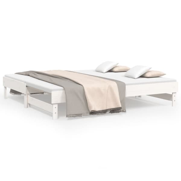 Utdragbar dagbädd vit 2x(90x190) cm massiv furu