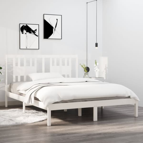 Sängram vit massiv furu 140x200 cm