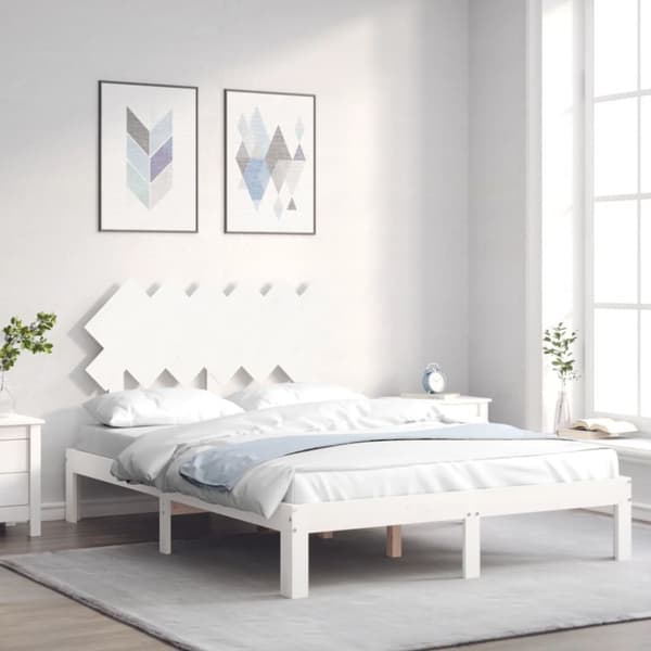 Sängram utan madrass vit 120x200 cm massiv furu