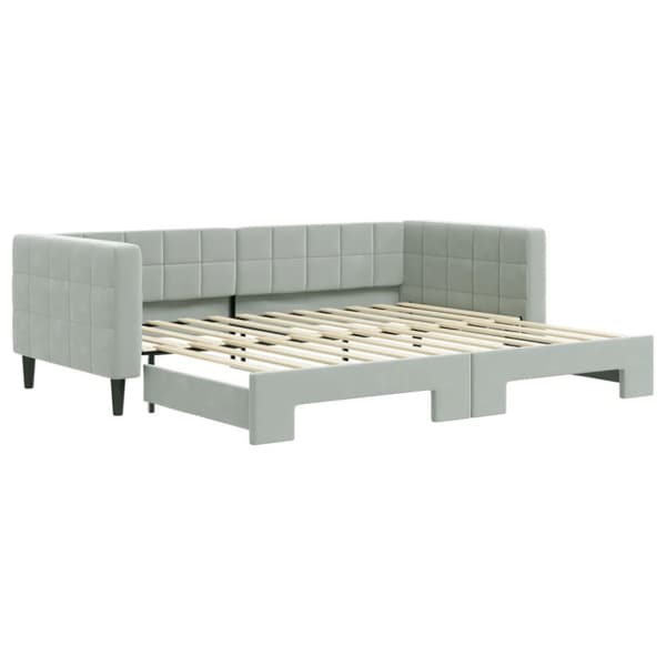Dagbädd utdragbar ljusgrå 90x200 cm sammet