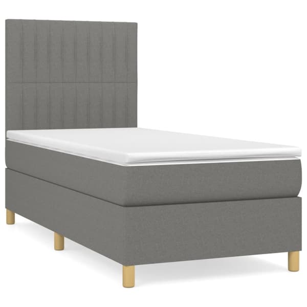 Ramsäng med madrass mörkgrå 90x200 cm tyg