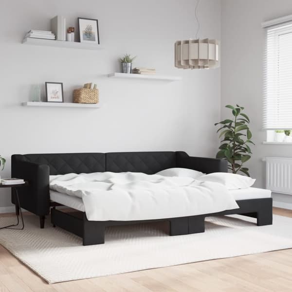 Dagbädd utdragbar svart 90x200 cm tyg