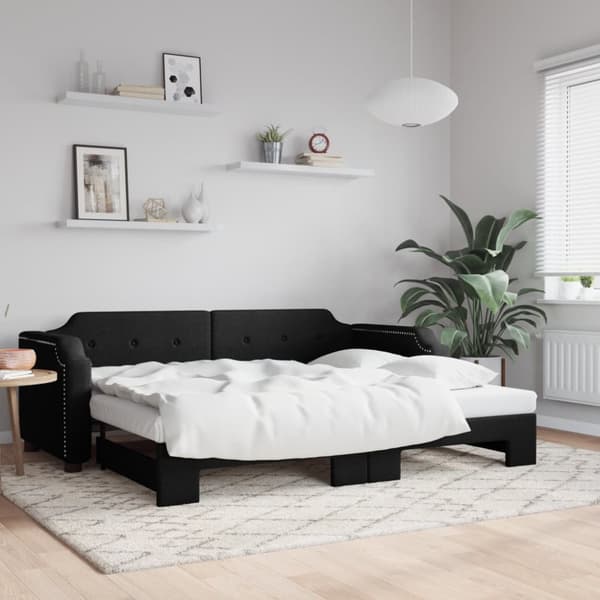 Dagbädd utdragbar svart 90x200 cm tyg