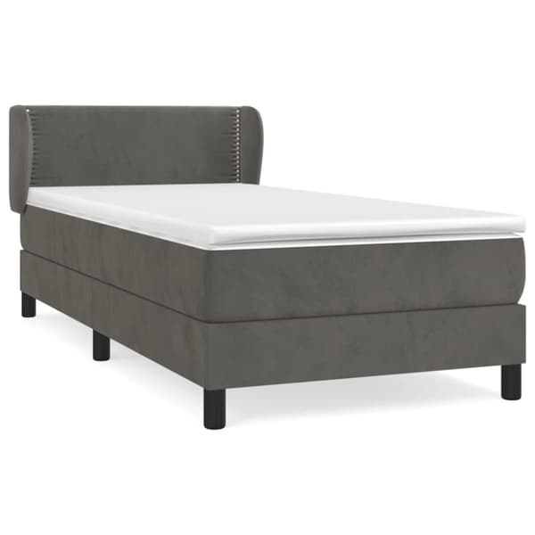 Ramsäng med madrass mörkgrå 90x200 cm sammet