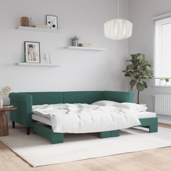 Dagbädd utdragbar mörkgrå 90x200 cm sammet